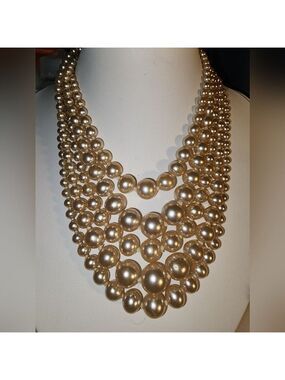 VINTAGE 5 STRAND JAPAN NECKLACE 11 2/4"-15"+3"